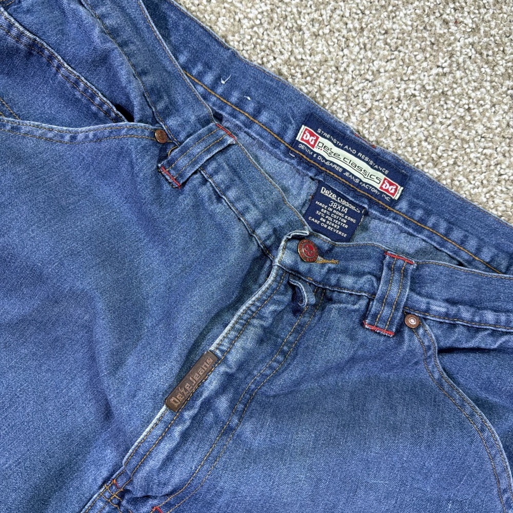 Deze Classics Y2k Jorts Carpenter Style Long Dark Wash Hiphop Baggy 38X13 - Picture 6 of 10